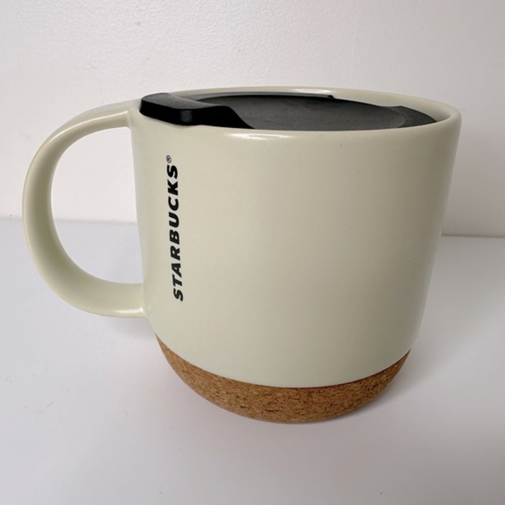 Starbucks Mug Cup Cork Bottom Cream White 12oz Desktop Travel Coffee Tea mug